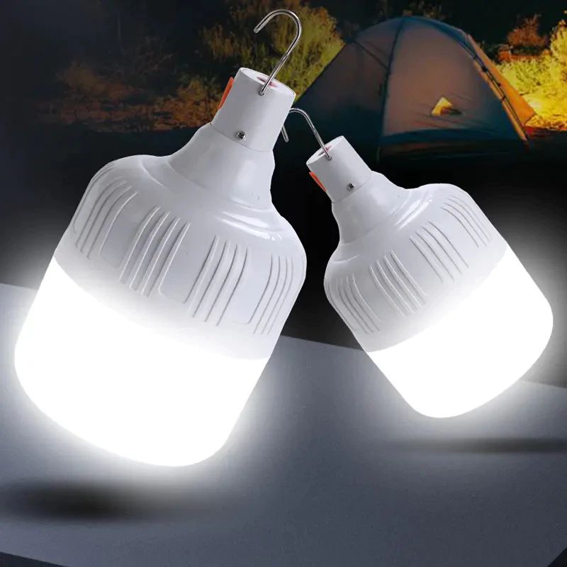 CX: 100 Lâmpada Recarregável Led Iluminação Para Acampamento Camping Pescaria Usb Lampião 60w