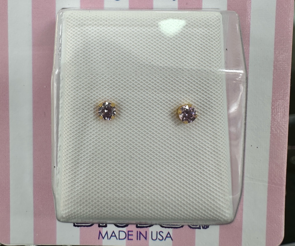 Aretes kids diamante rosa