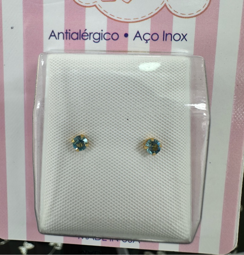 Aretes kids diamante celeste