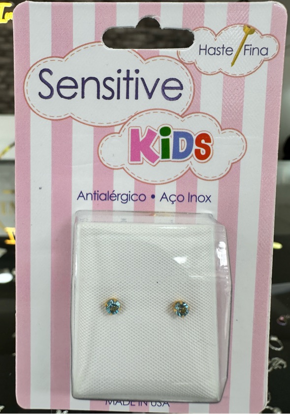 Aretes kids diamante celeste