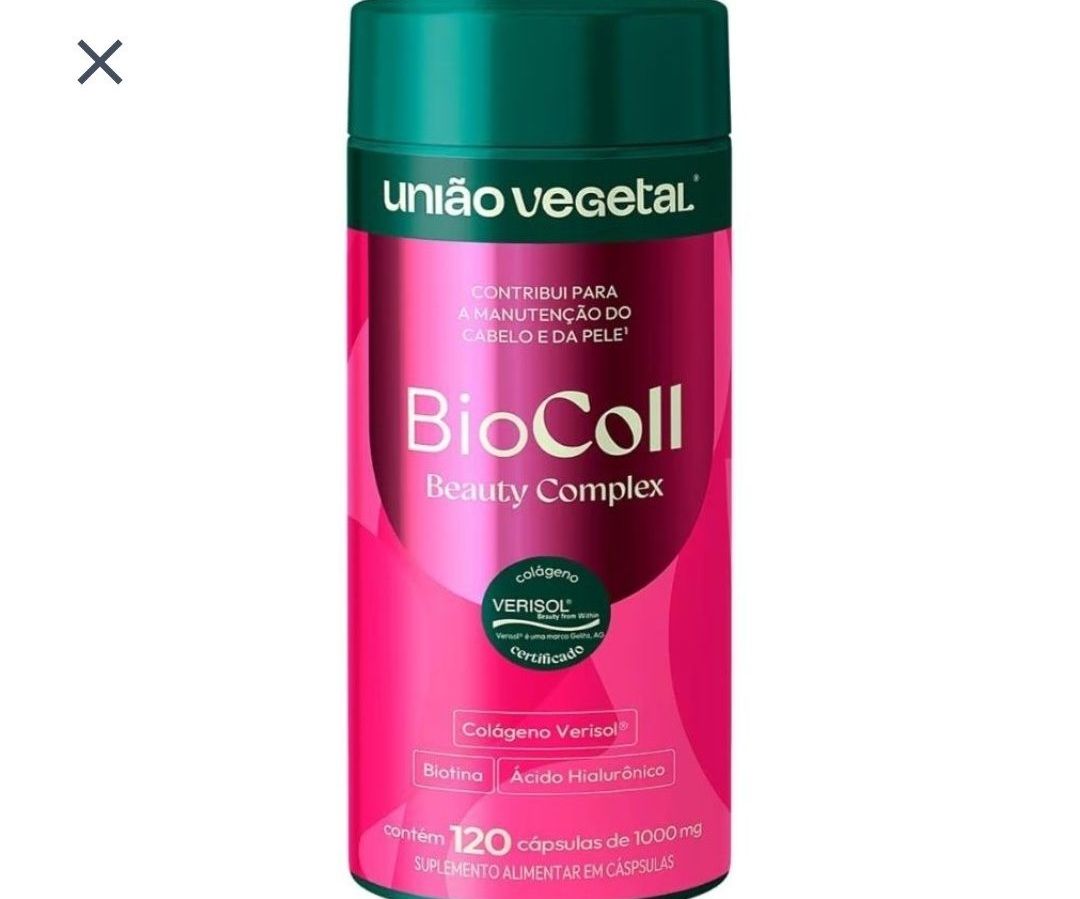 BioColl Beaulty Complex - Colágeno Verisol, Biotina, Ácido Hialurônico - União Vegetal - 120 cápsulas