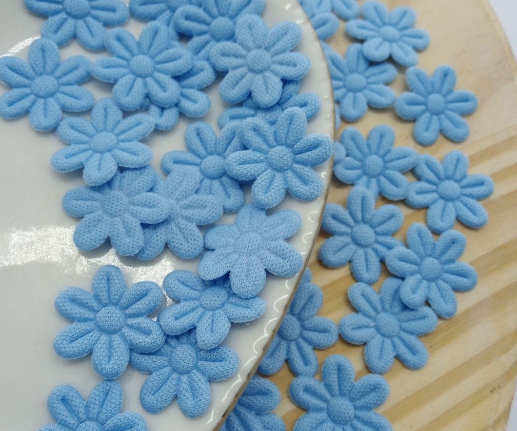 Aplique flor azul Pct 100