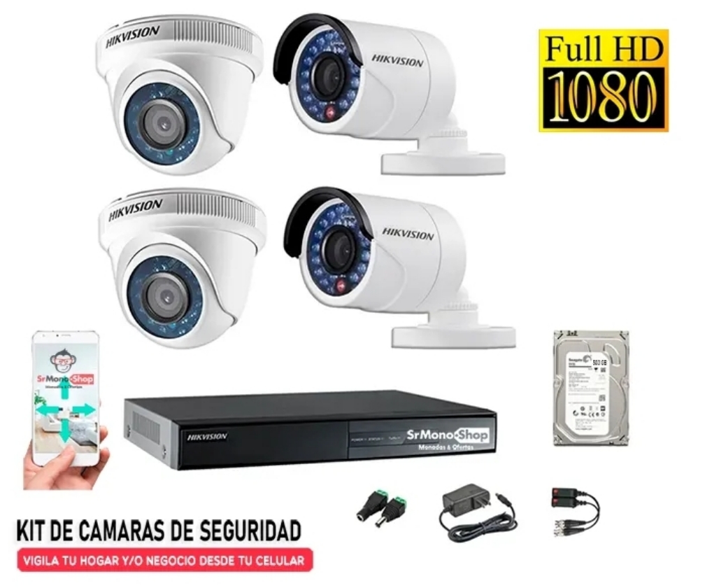 Kit 4 Camaras de seguridad HIKVISION 1080P FHD