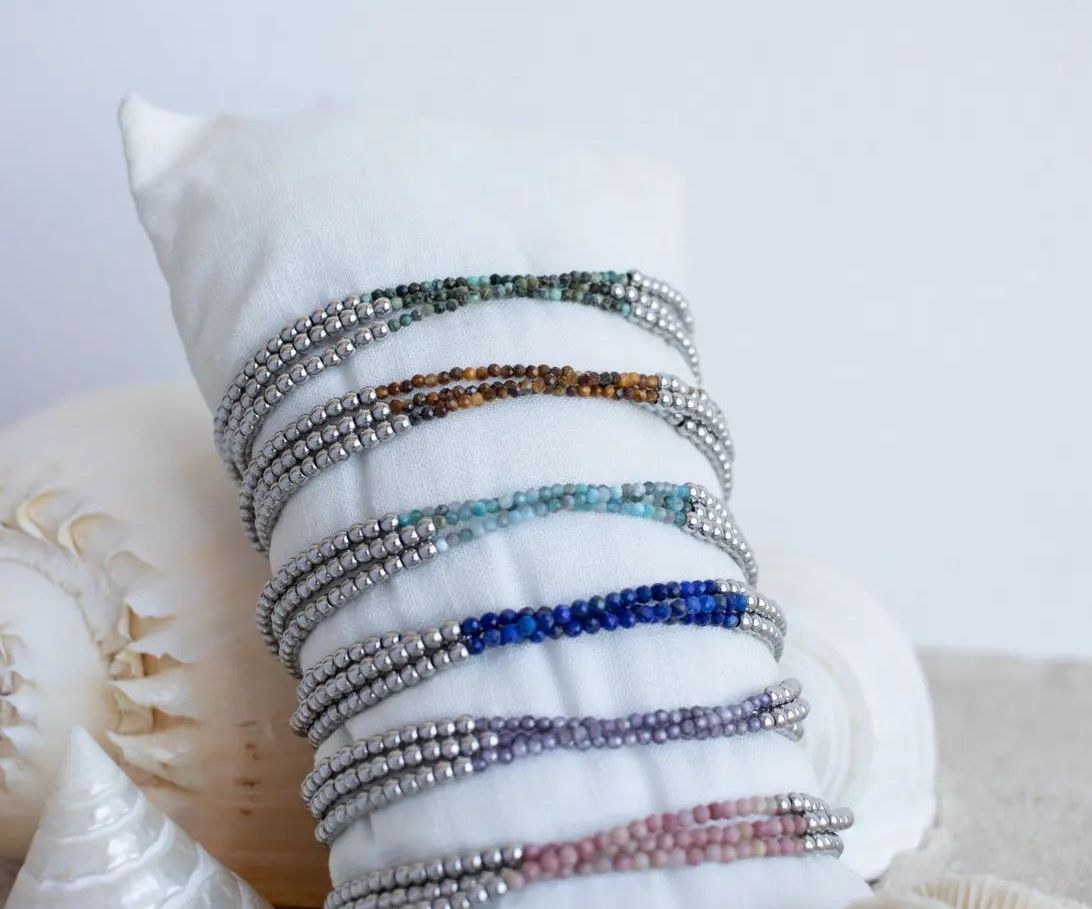 Pulseira de mini pedra facetada apatita 1