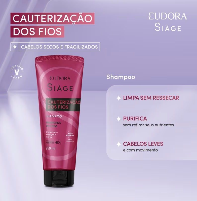 Combo Siàge Cauterização dos Fios: Shampoo 250ml + Condicionador 200ml