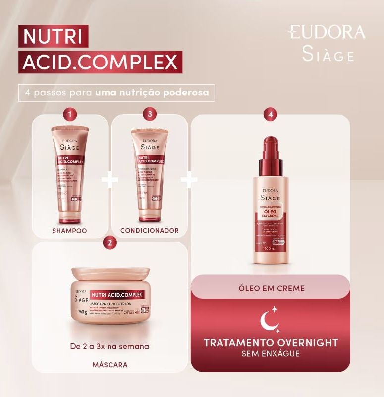 Combo Siàge Nutri Acid.Complex: Shampoo 250ml + Condicionador 200ml
