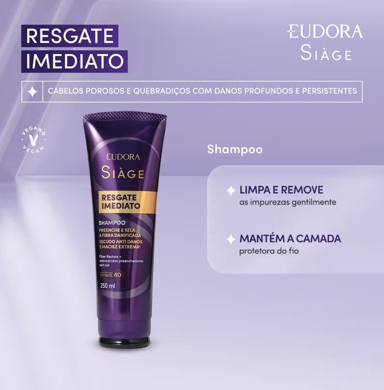 Combo Siàge Resgate Imediato: Shampoo 250ml + Condicionador 200ml