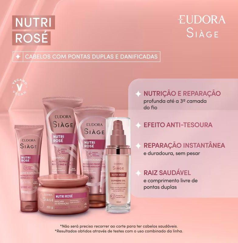 Combo Refil Siàge Nutri Rosé: Shampoo 400ml + Condicionador 400ml