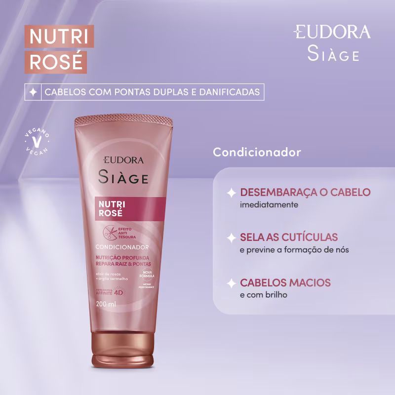 Combo Siàge Nutri Rosé: Shampoo 250ml + Condicionador 200ml