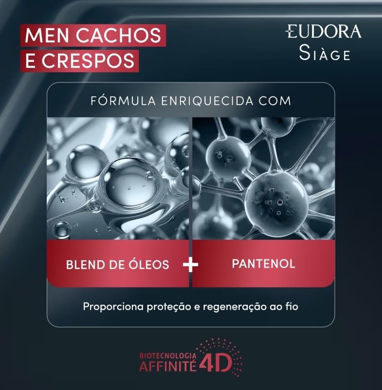 Combo Siàge Men: Condicionador Cachos e Crespos 200ml + Shampoo Cachos e Crespos 250ml