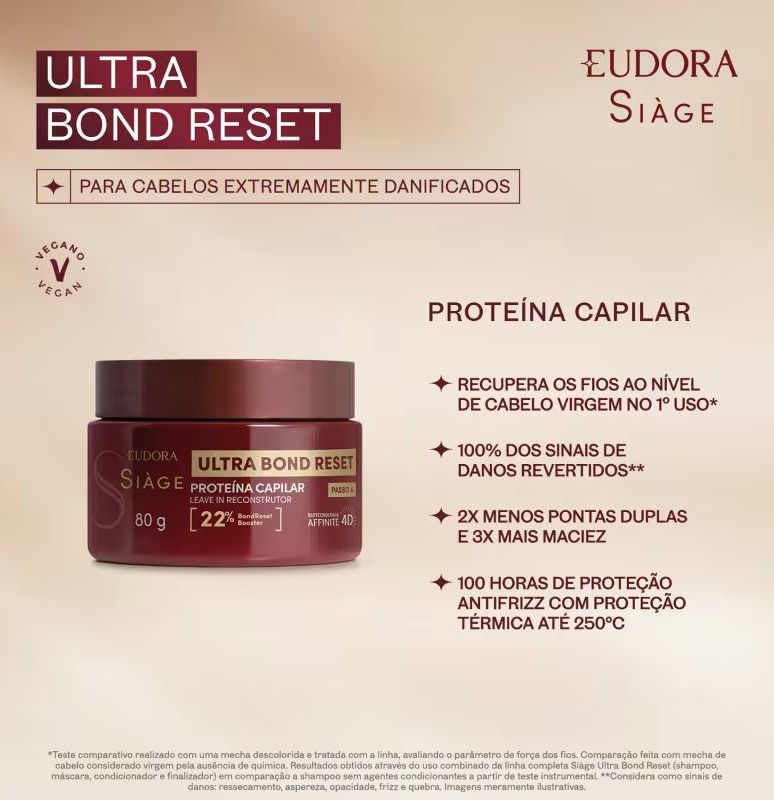 Leave-In Reconstrutor Proteína Capilar Siàge Ultra Bond Reset 80g