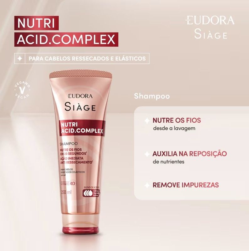 Combo Siàge Nutri Acid.Complex: Shampoo 250ml + Condicionador 200ml