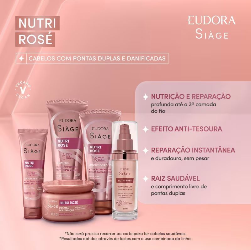 Combo Siàge Nutri Rosé: Shampoo 400ml + Condicionador 400ml