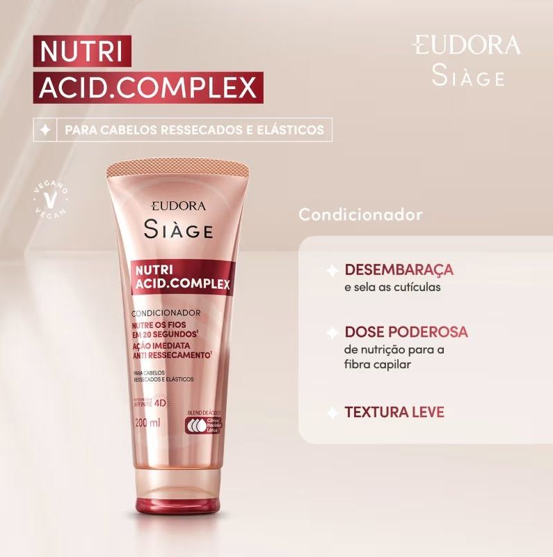 Combo Siàge Nutri Acid.Complex: Shampoo 250ml + Condicionador 200ml