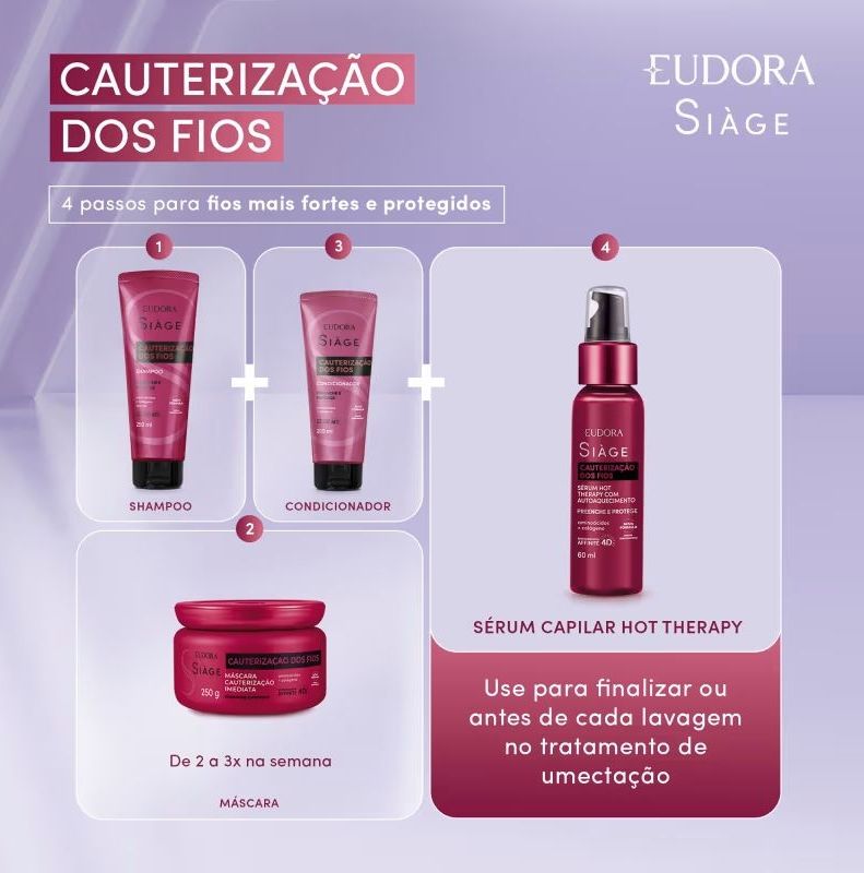 Combo Siàge Cauterização dos Fios: Shampoo 250ml + Condicionador 200ml
