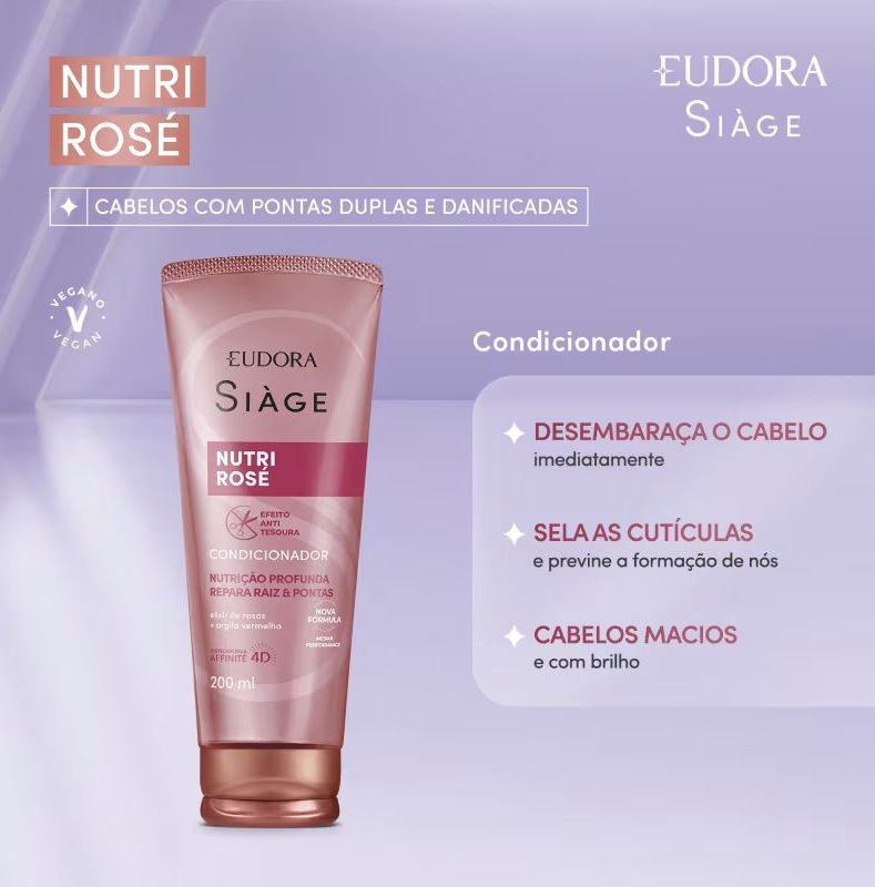 Combo Refil Siàge Nutri Rosé: Shampoo 400ml + Condicionador 400ml