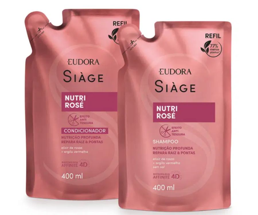 Combo Refil Siàge Nutri Rosé: Shampoo 400ml + Condicionador 400ml