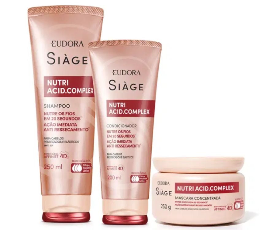 Combo Siàge Nutri Acid.Complex: Shampoo 250ml + Condicionador 200ml + Máscara 250g