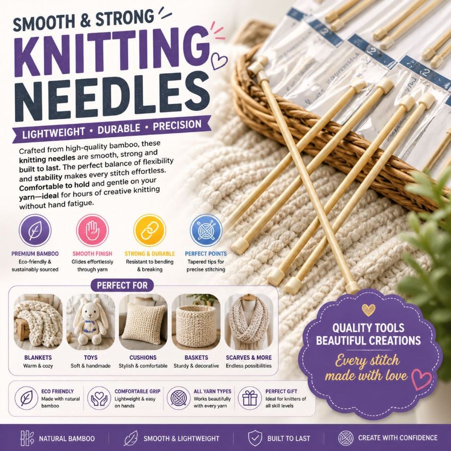 12 Pairs Knitting Needles.