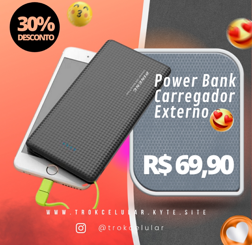 Power Bank carregador externo pineng 10.000mA