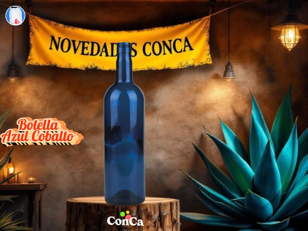 Botella 1 Lt azul cobalto Tequilera
