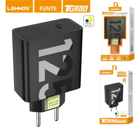 Carregador Turbo Celular 125W Usba + Usb-c Com Tipo C Lehmox LE-627 PD