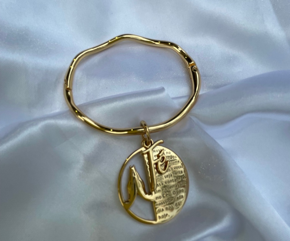 Bracelete Pai nosso e pingente Fé