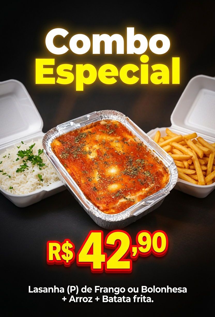 Combo lasanha + arroz + batata