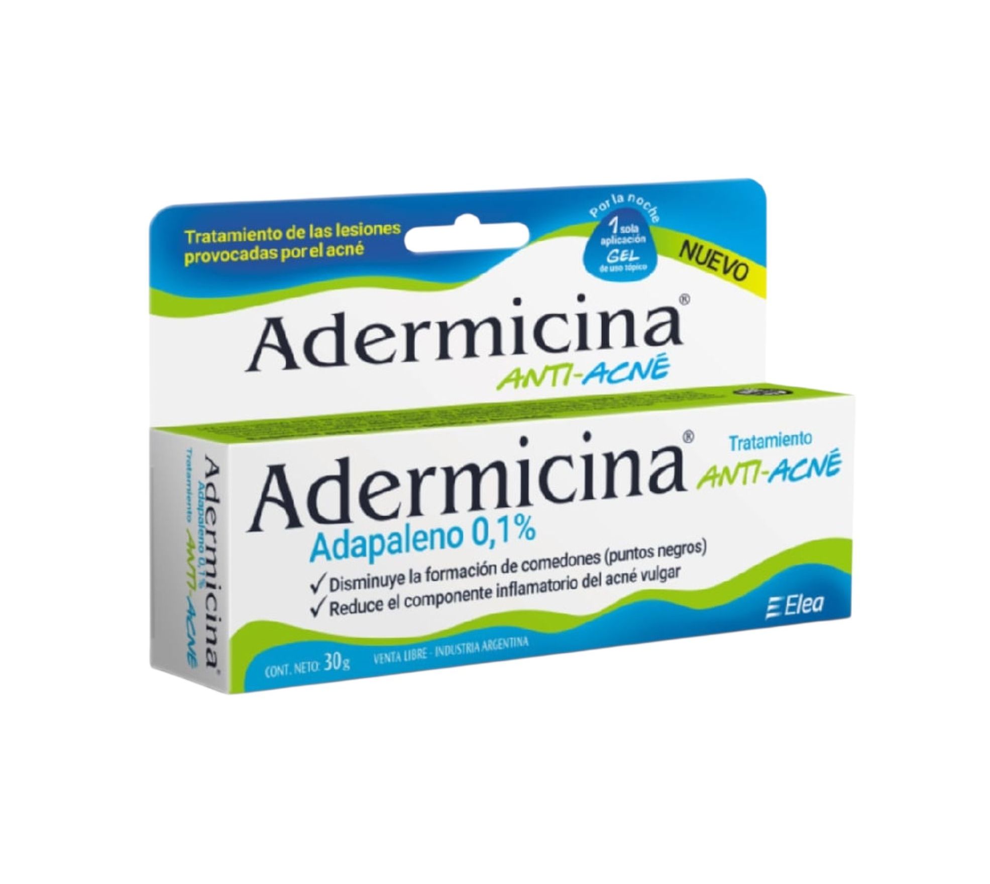 Adermicina Anti Acné Gel
Adapaleno 0.1% x30 g