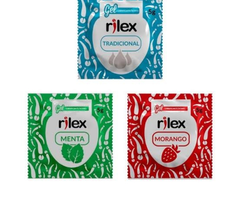 Gel lubrificante Íntimo com 3 unidades de 5g - Sabores: Morango, menta e tradicional.