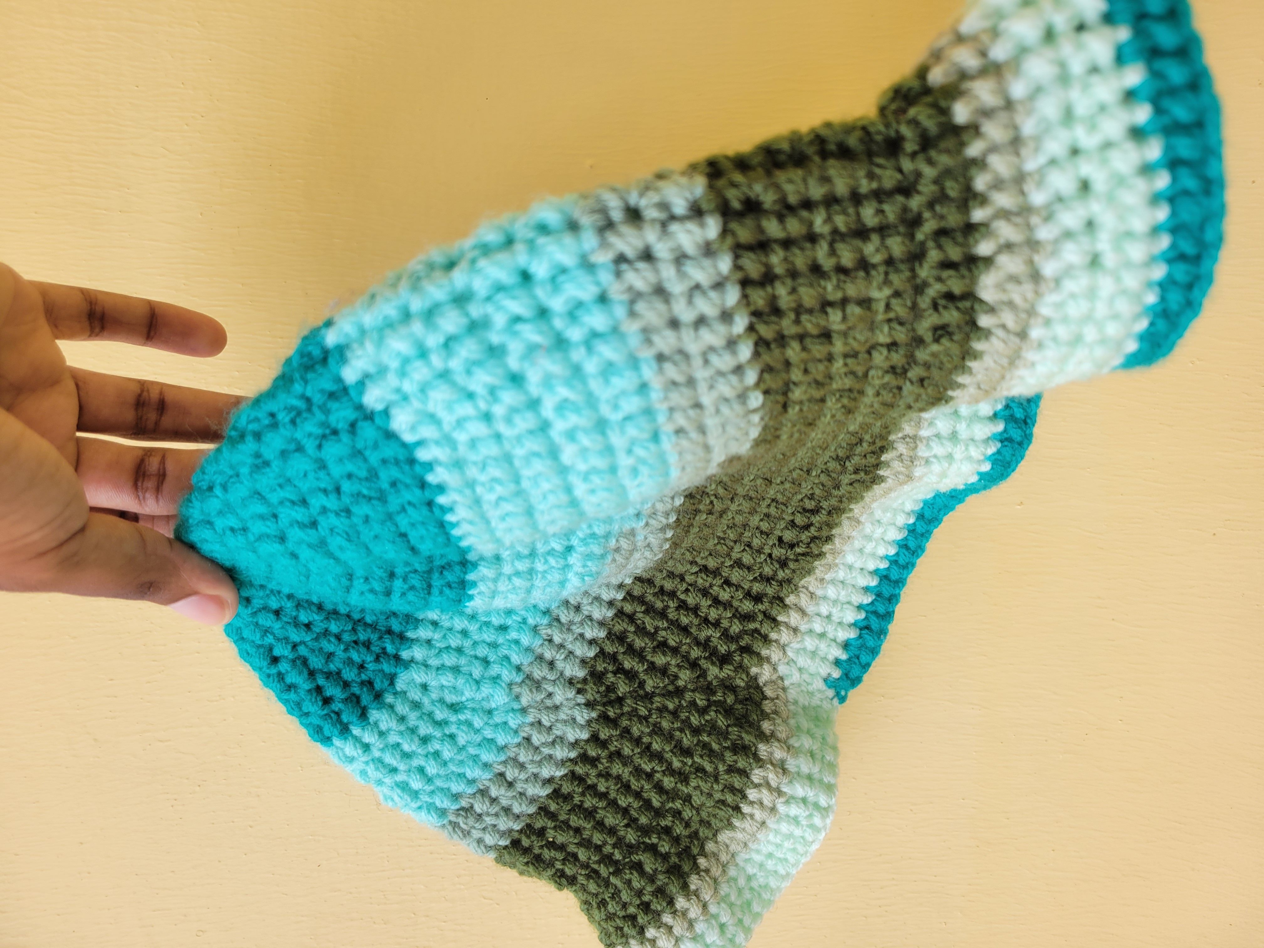 Scrap Yarn Islander Bucket Hat ~ Teal, Mint, Aqua, Sage & Olive Green