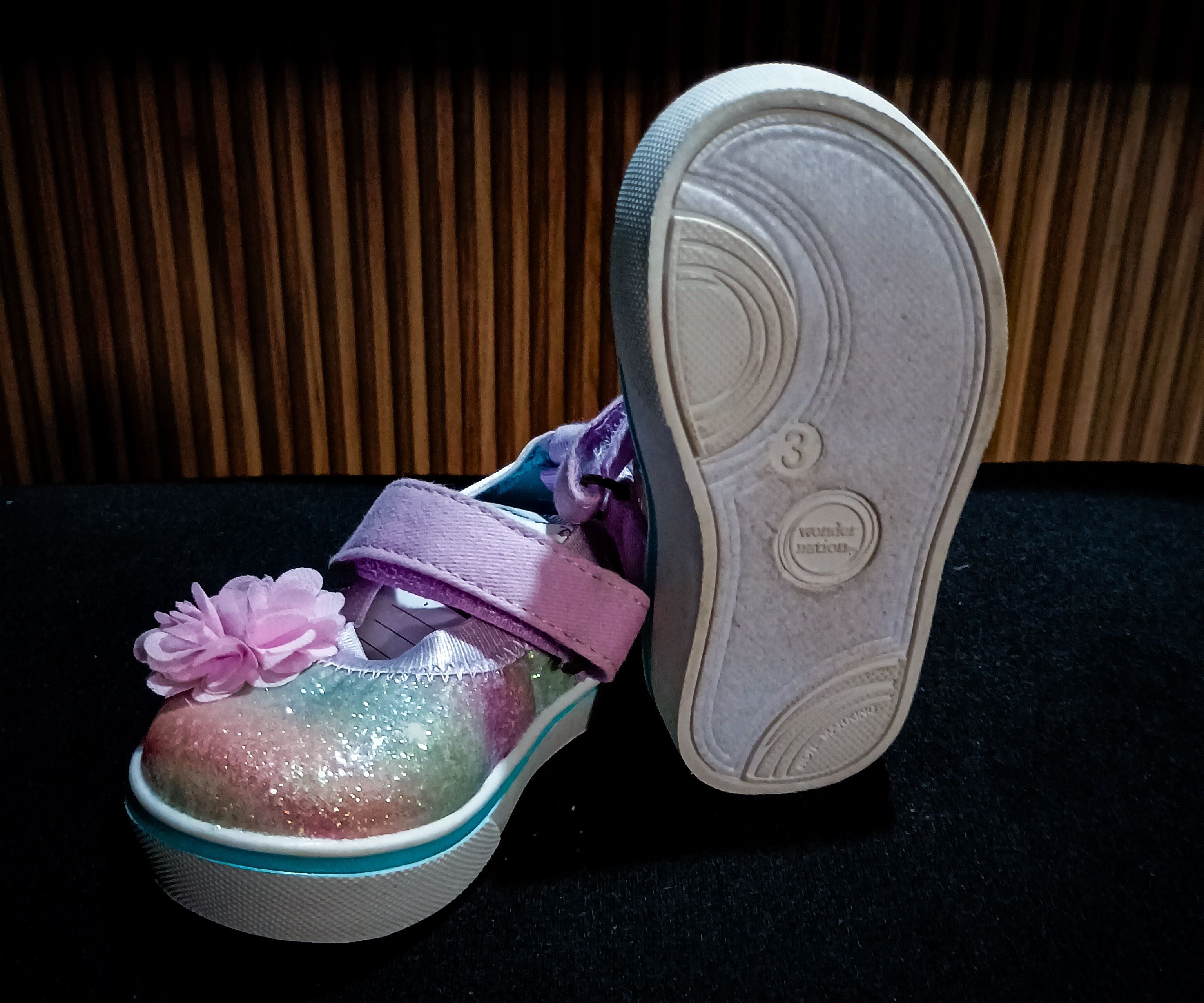 Wonder Nation Niño Bebé Niñas Rosa Brillo Mary Jane Zapatos Tenis Talla 3 Meses
