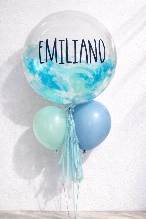 Globo burbuja personalizado de cumpleaños para hombre, inflado con helio blue cloud