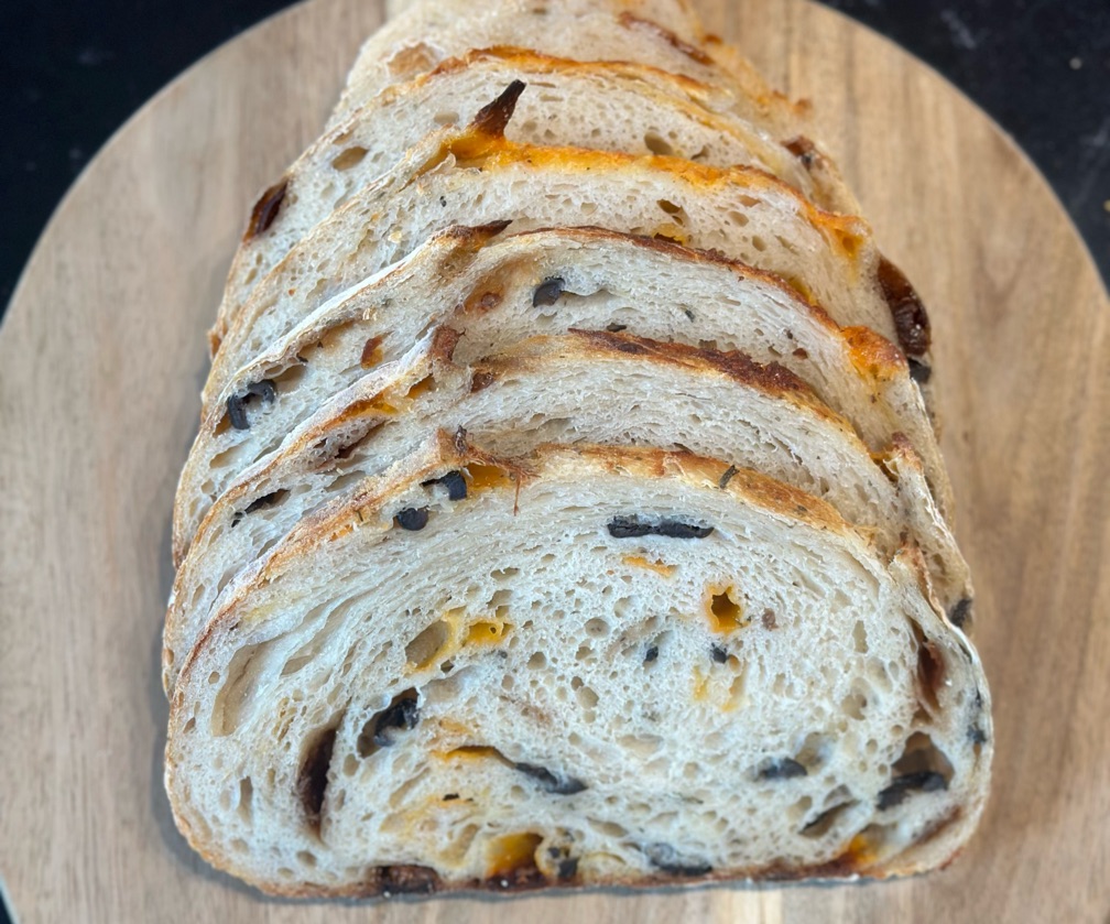 Black Olives, Sun-dried Tomatoes, Rosemary, Italian Herbs & Leicester Cheese White Sourdough Loaf (Regular)