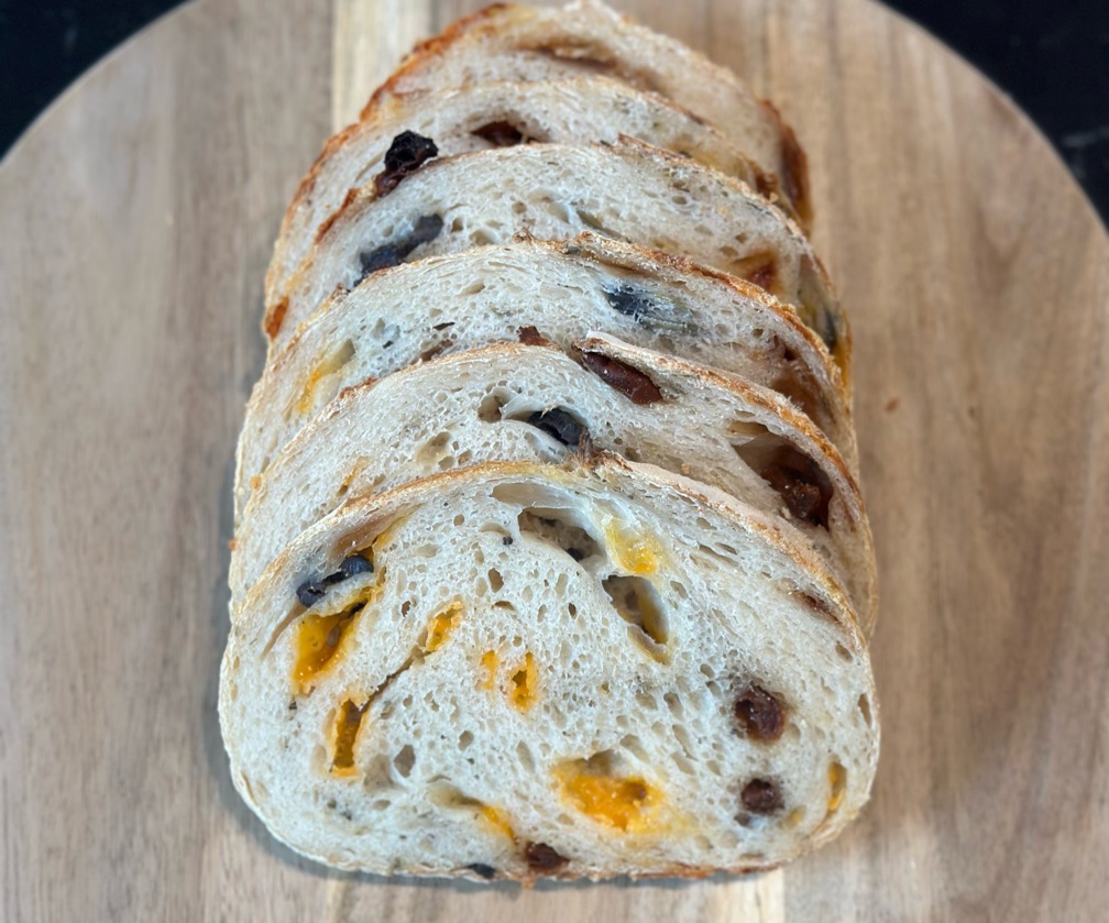 Black Olives, Sun-dried Tomatoes, Rosemary, Italian Herbs & Leicester Cheese White Sourdough Loaf (Mini)