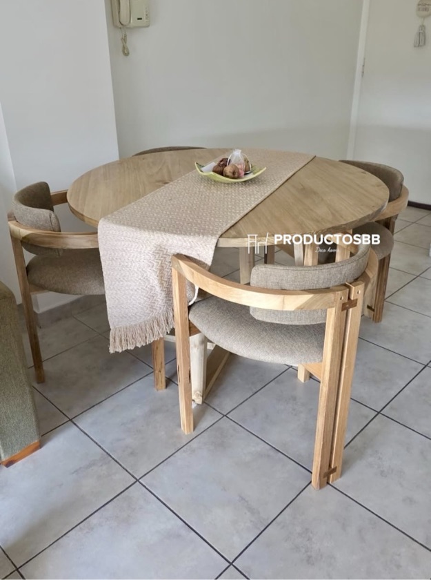 Juego Mesa Zoe Red + 4 Sillas Palermo R Tapizado - Envio SIN CARGO A CABA