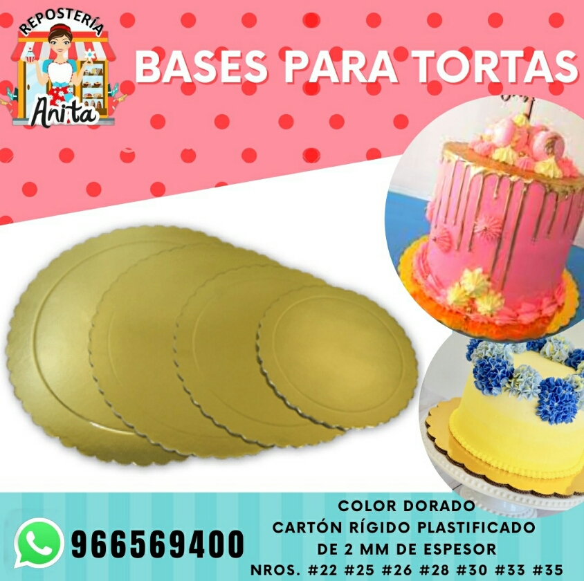 Bases Redondas Doradas para Tortas
