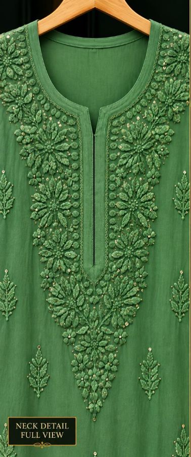 EMERALD GREEN VISCOSE CHIKANKARI (PD-0019)
