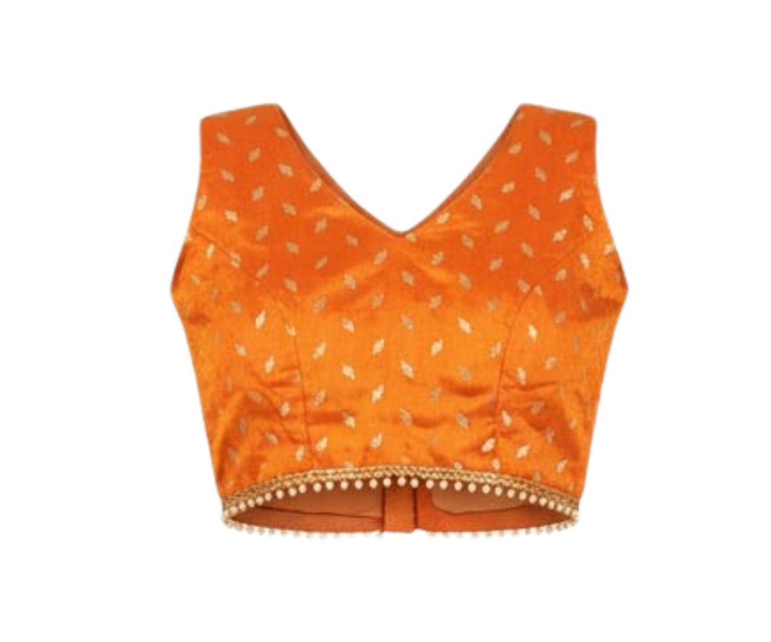 LADIES DHAVANI - ORANGE WITH GREEN