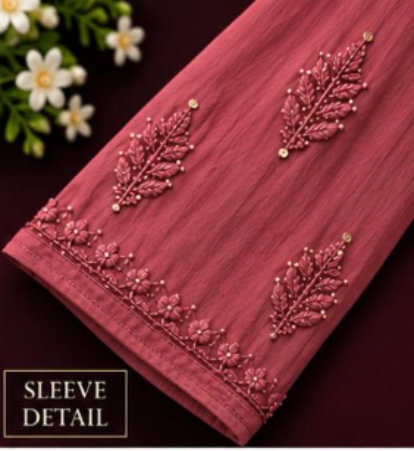 DUSTY ROSE VISCOSE CHIKANKARI