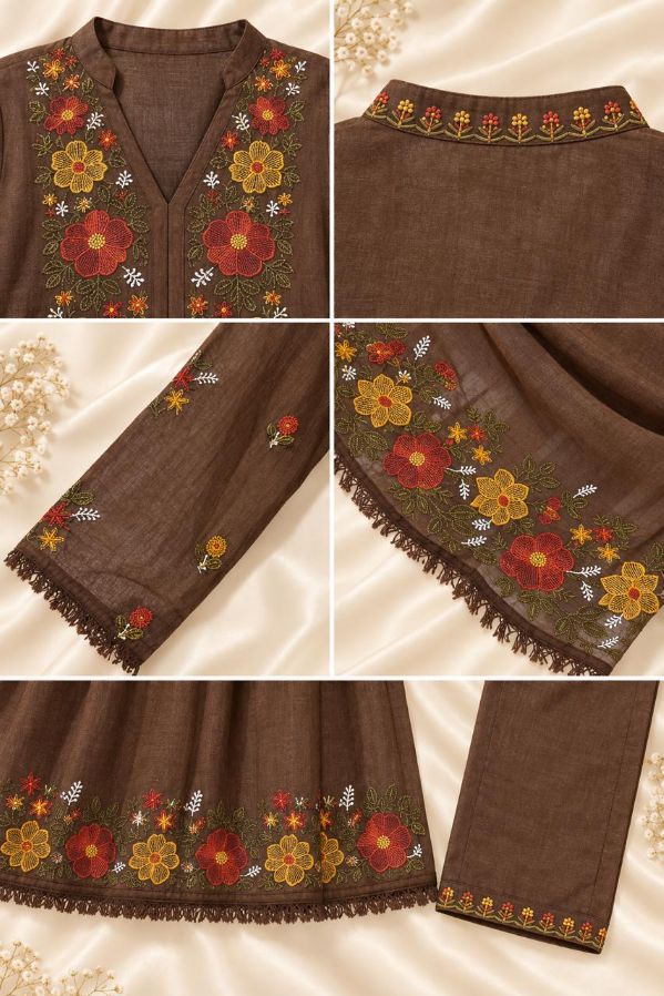 3 PC SET with Floral Embroidery