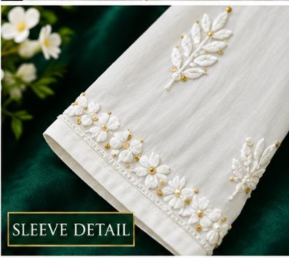 WHITE COLORED VISCOSE CHIKANKARI (PD-0015)