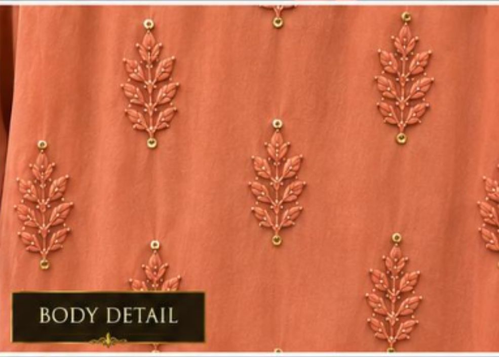 PEACH COLORED VISCOSE CHIKANKARI (PD-0017)