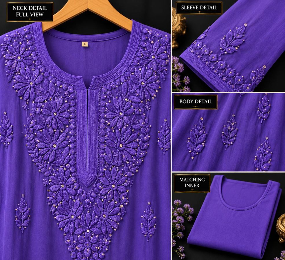 ROYAL PURPLE COLORED VISCOSE CHIKANKARI (PD-0022)