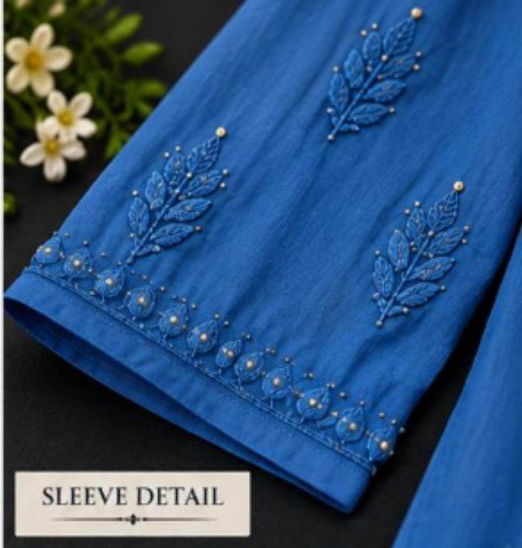 BLUE COLORED VISCOSE CHIKANKARI (PD-0018)
