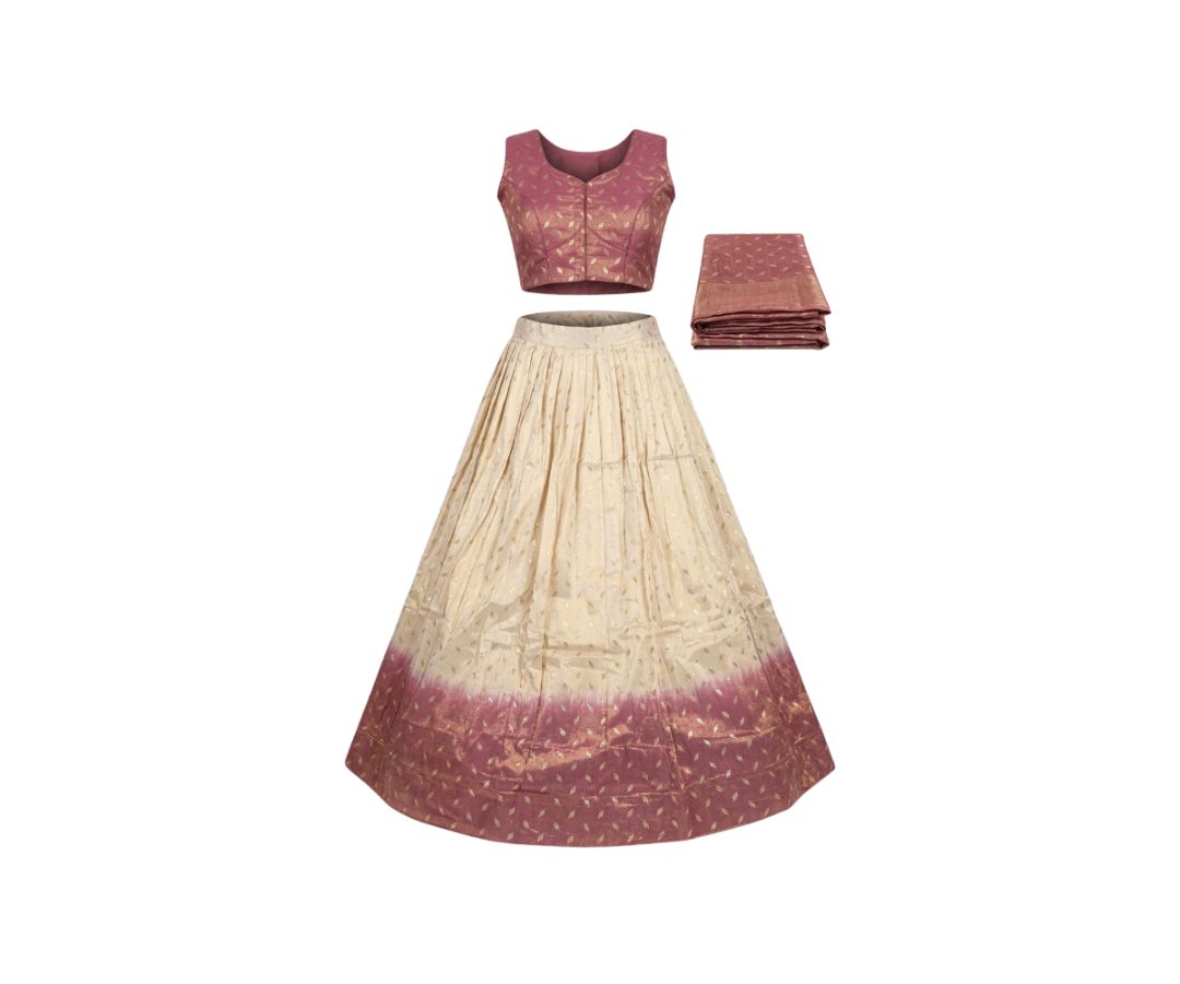 GIRLS DHAVANI - OFF WHITE WITH LIGHT MAGENTA