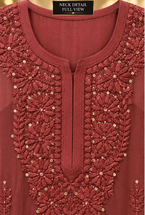 REDDISH BROWN COLORED VISCOSE CHIKANKARI (PD-0225)