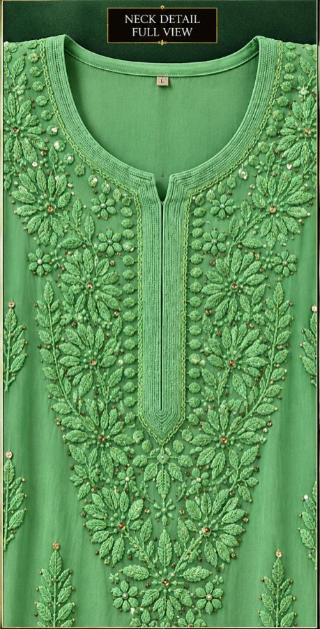 MINT GREEN COLORED VISCOSE CHIKANKARI (PD-0023)