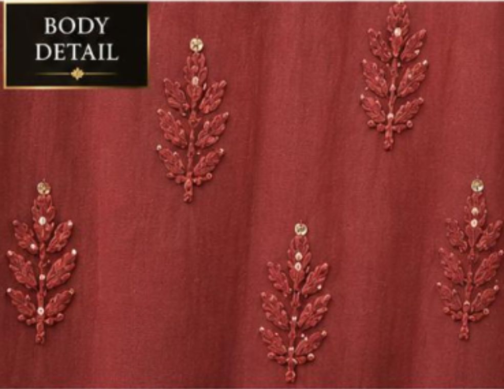 REDDISH BROWN COLORED VISCOSE CHIKANKARI (PD-0225)