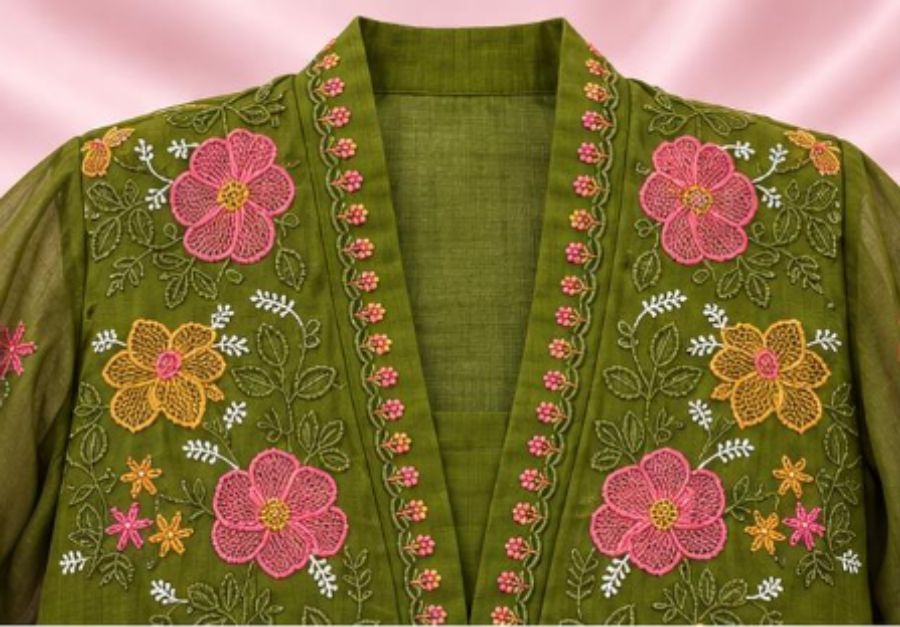 3 PC SET with Multi-Colored Floral Embroidey